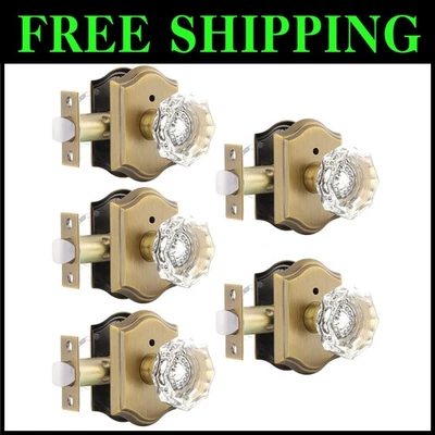 Pomos de puerta de cristal octogonal para cama/baño, paquete de 5 Foto 1 de 4
