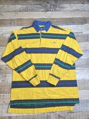 VTG Gant Shirt Mens Large Long Sleeve Rugby Striped Preppy Cotton Yellow 90s - Image 1 of 4