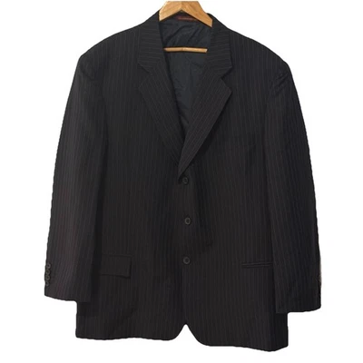 Ermenegildo Zegna Super 150’s Pinstripe Wool Blazer Jacket 46R EU58 Navy - Image 1 of 4