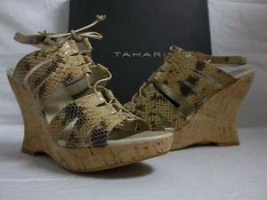 Tahari Size 8.5 M Sunny Camel Leather Wedges Slingbacks New Womens Shoes - Picture 1 of 7