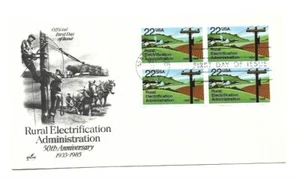 2144 Rural Electrification Admin, REA, ArtCraft block of 4 FDC - Picture 1 of 1