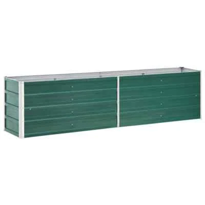 Garden Raised Bed Galvanized Steel 94.5"x15.7"x17.7" Green vidaXL - Image 1 of 4
