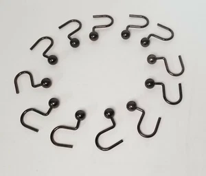 Oiled Bronze Shower Curtain Hooks 12 Pieces - Picture 1 of 12
