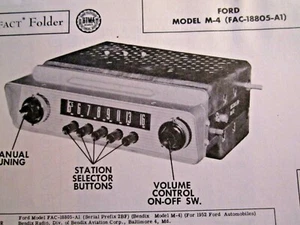 1952 FORD 2BF, M-4, FAC-18805-A1 RADIO PHOTOFACT - Picture 1 of 1