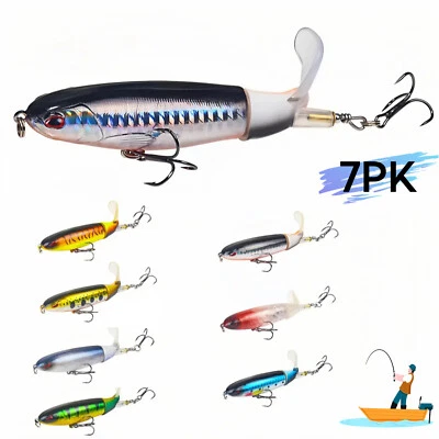 1-10PCS Lot Fishing Lures bait Whopper Plopper Topwater Floating Rotating Tail