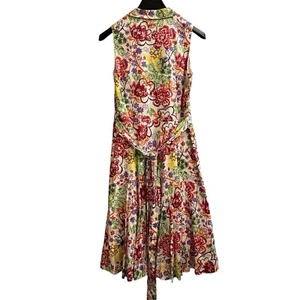 Talbots Dress 12 Bright Colorful Abstract Floral Midi Sleeveless Deep V Artsy - Picture 1 of 11