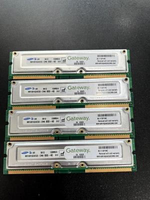 128MB Samsung non-ECC RDRAM PC800-40 MR16R1624EG0-CM8 GATEWAY Memory Module (B1) - Image 1 of 4