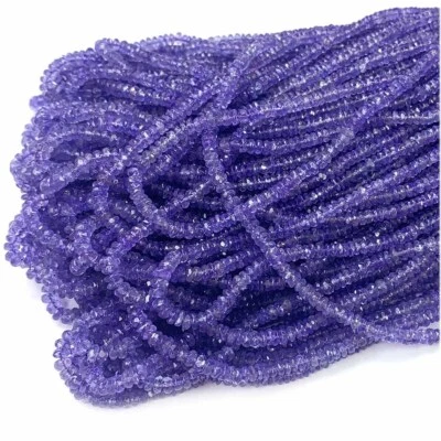 Genuine  High Quality Purple Blue Tanzanite Faceted Rondelle Jewelry Necklace - Image 1 of 4