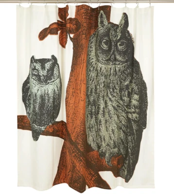 Thomas Paul Owls Bloque Impreso a Mano Cortina de Ducha Nueva Talla 72x72" Foto 1 de 4