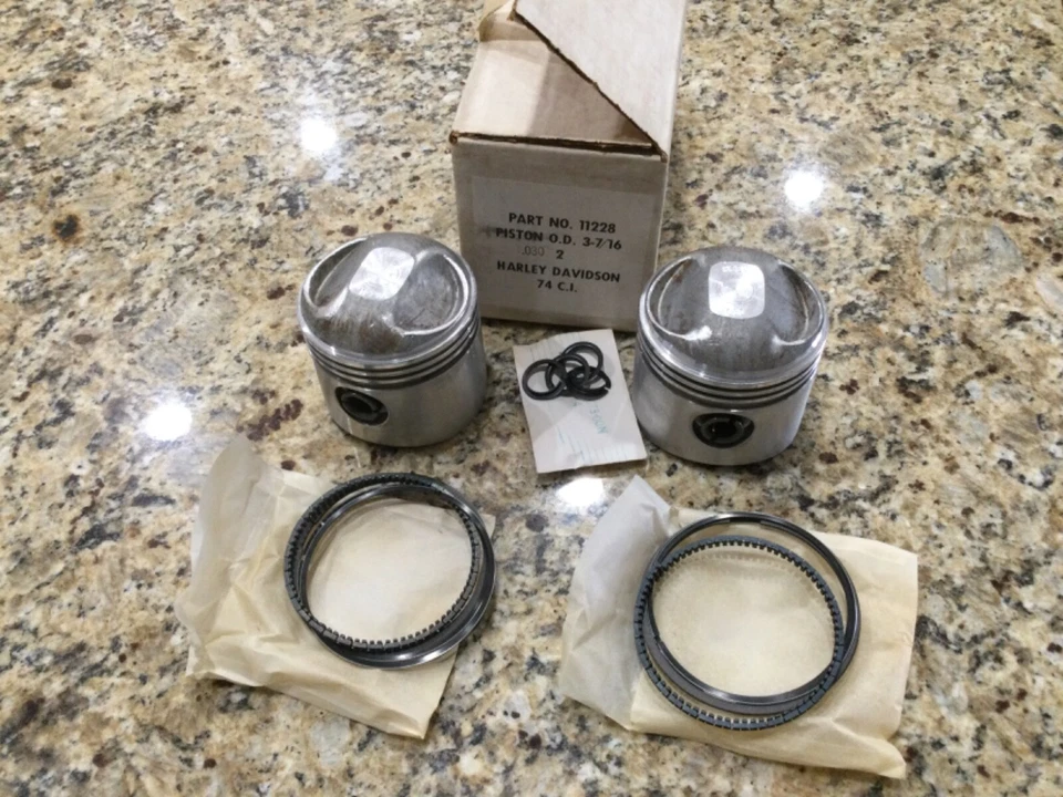 Harley Davidson Forged TRW 74" 3-7/16 .030 piston/ ring set shovelhead panhead - Image 1 of 1