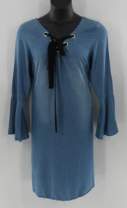 Plus Size Roaman's Women's Long Sleeve Chambray Shift Dress Blue Size 18W - Picture 1 of 5