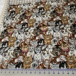 Robert Kaufman Cat Fabric Whiskers Tails Cotton 22 x 42 in. Gray Tabby Quilter - Picture 1 of 12