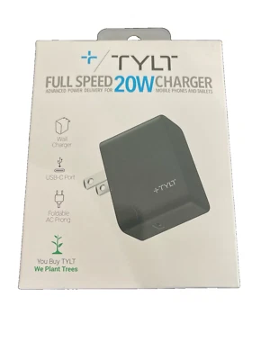 Adaptador Cargador de Pared Rápido USB-C TYLT 20W para Dispositivos iPhone Samsung Android Foto 1 de 2
