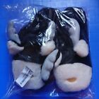 New in Bag Women's Fluffy Reindeer Slippers Black Size 5/6 3D Antlers Christmas
