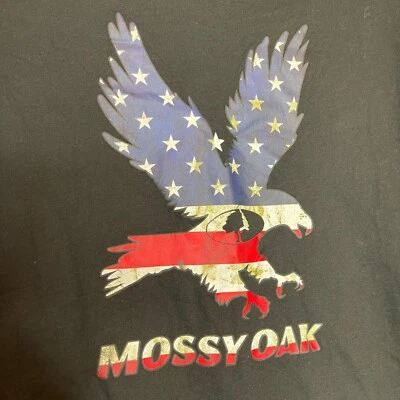 Mossy Oak Boys Youth Crew Neck Short Sleeve T Shirt M Eagle Flag Patriotic - Image 1 of 4