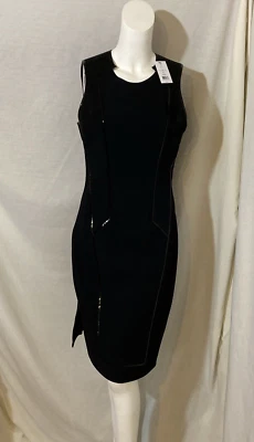 Vestido Vaina Helmut Lang Panel Cuero Negro Sin Mangas Dobladillo Asimétrico Talla 10 Foto 1 de 4