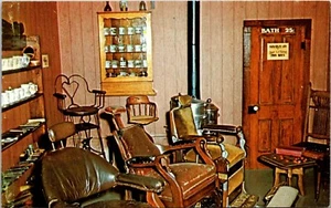 Pioneer Village Barber Shop Minden Nebraska Postcard - Picture 1 of 2