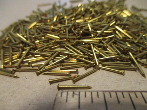 100  VINTAGE 3/8" X #20, SOLID BRASS BRAD NAILS, ROUND DOME HEAD ESCUTCHEON PINS Cover