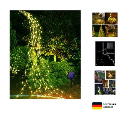 Solar Lichterkette Wasserfall 8 Modi  Flexible Garten Deko - Bild 1 von 4