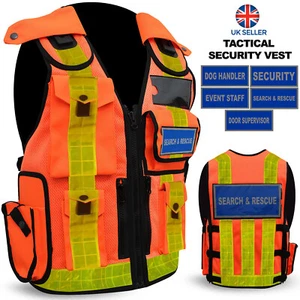 Hi Viz Tactical Security Dog Handler Vest Enforcement CCTV Tac Vest Orang/Yellow - Picture 1 of 1