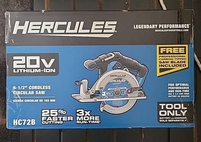 NEW NIB Hercules 20V Cordless 6-1/2" Circular Saw Tool Only HC72B - 64984 - Image 1 of 2