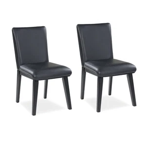 Signature Design by Ashley Jettaya Modern Dining Chairs, Black Faux Leather, Set - Picture 1 of 8