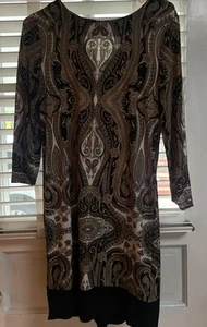 Michael Kors Brown Print Paisley Jersey Dress with zipper size 6 - Picture 1 of 4