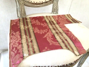 Antique French Silk Stripe Damask Fabric Mid 19th century  Fragment RARE - Picture 1 of 10