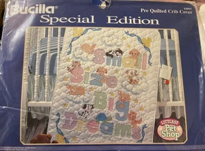 Bucilla LITTLEST PET SHOP Pre Quilted Crib Cover Cross Stitch #64095  1994 NEW - Picture 1 of 5