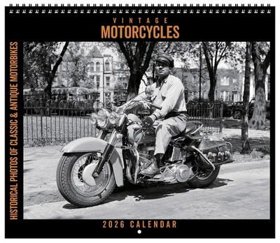 Asgard Press 2026 Vintage Motorcycles Deluxe Wall Calendar, 14"x12"