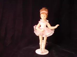Porcelain Ballerina Dance Doll W/ Stand pink dress - Picture 1 of 2