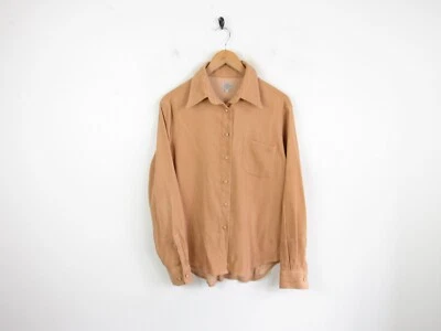 Camisa Blusa Vintage Armani Jeans Mujer Beige Marrón Manga Larga 12-14 UK Foto 1 de 4