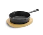 Mini Round Pre- Seasoned Cast Iron 5.5" Skillet Fry Pan W Wooden Plater