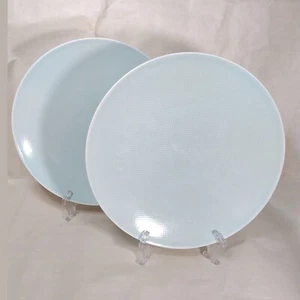 Crate & Barrel Nikko Reflections Plate Set 2 Aqua Dinner Japan Porcelain 11 in - Picture 1 of 10