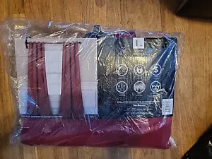 One Pair (95” x 52”) Insulated Grommet Top Blackout Curtain Panels RED Lush Deco - Picture 1 of 6