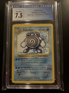 1999 CGC 7.5 NM+ Poliwhirl Base Set Shadowless 38/102 - Picture 1 of 2