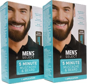 2pk Men's Select Mustache and Beard Hair Color Dye 5-minute Dark Brown - Picture 1 of 5