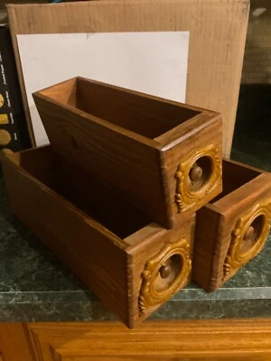 Primitive decor vintage country style wooden nesting sewing drawers set of 3 - Image 1 of 2