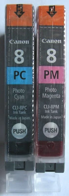 Canon Genuine CLI-8PC Photo Cyan & CLI-8PM Photo Magenta Set. New & Sealed. - Image 1 of 2