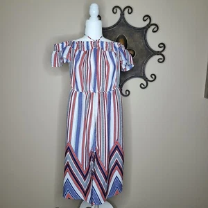 Soulmates Off The Shoulder Overlay Romper Sunset Azure womens Small - Picture 1 of 7