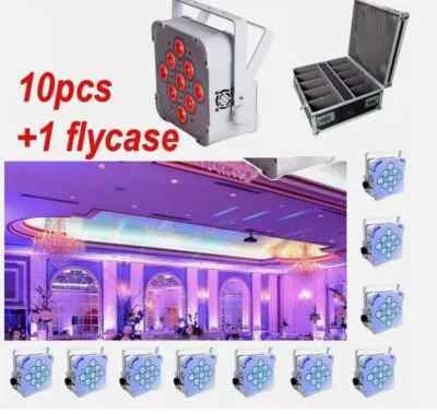 9*18W 6in1 Wireless DMX IR remote Wifi Phone App Battery slim panel Par 10PCS Yc - Image 1 of 4