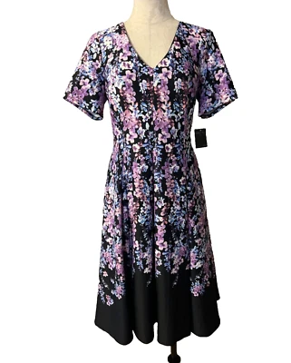 Vestido Gabby Skye Línea 14 A Azul Marino Púrpura Manga Corta Nuevo con Etiquetas Lavable NUEVO Foto 1 de 4