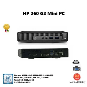 HP EliteDesk 260 G2 Mini PC i7 6th 2TB SSD 32GB RAM Windows 10/11 HDMI VGA *VAT - Picture 1 of 3