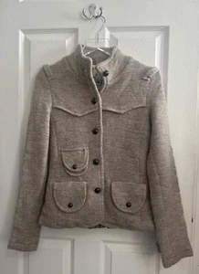 Free People LambsWool Natural Jacket Shacket Top Button Size Medium - Bild 1 von 12