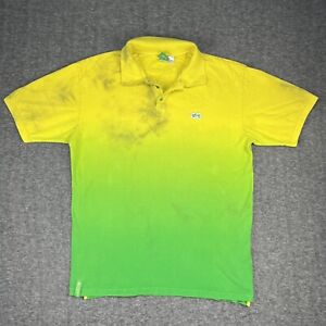 LRG Lifted Research Group Mens Polo XXL Yellow Green Ombre Reggae Embroiderd 90s