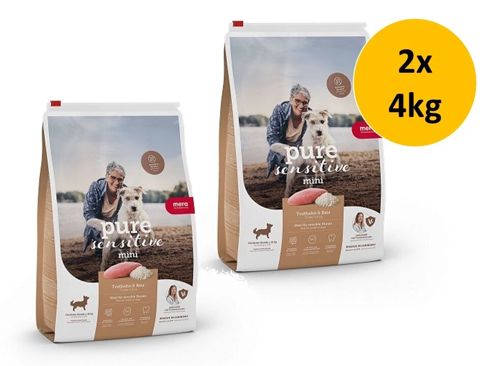 Mera Dog Pure Sensitive Mini Truthahn & Reis | 2x 4kg Hundefutter - Bild 1 von 1