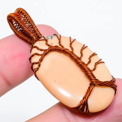 Colgante de joyería envolvente de alambre de cobre con piedras preciosas mookaite 2,09" L349 Foto 1 de 4