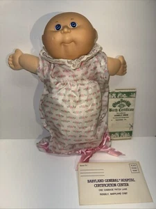 Vintage 91 CPK Cabbage Patch Kid Bald Big Blue Eyes 1991 mit Papieren (Org Owner) - Bild 1 von 7