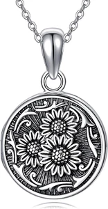 Locket Necklace That Holds Pictures Sunflower Pendant Necklace Jewelry Gifts 925 - Picture 1 of 7