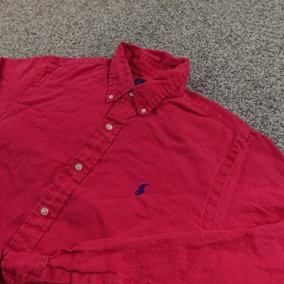 Ralph Lauren Shirt Mens M Red Pony Linen Chambray Button Up Long Sleeve Preppy - Image 1 of 4